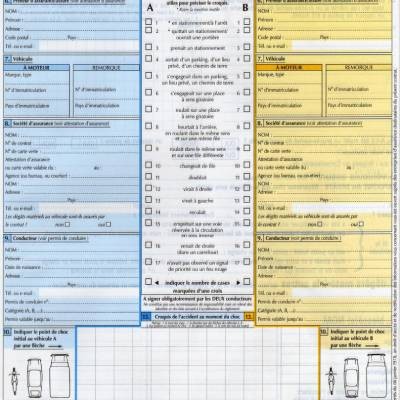 Rédaction du constat amiable d'accident